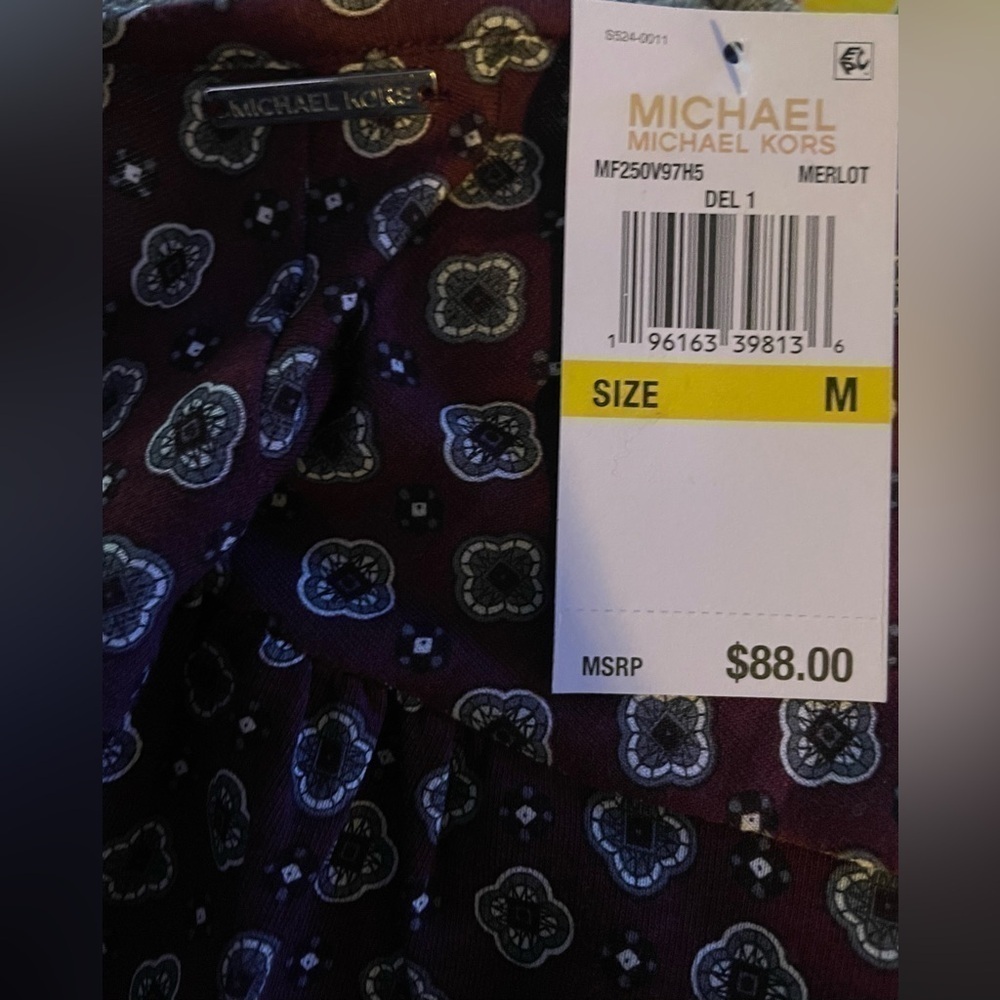 NWT Michael Kors Loose Fit Shirt Long Sleeve Medallion Print Shirt Sz M - Picture 5 of 5